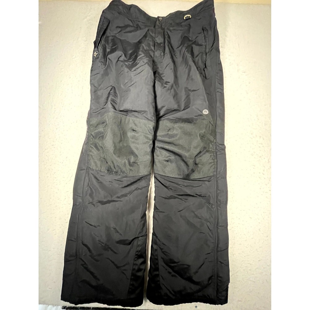 Y2K Slalom Snow Pants Mens Large Black Ski Fleece Insulated Winter Outdoor Gear